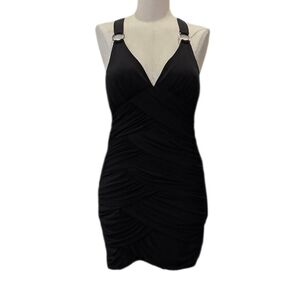 VENUS Black Ruched Mini Dress